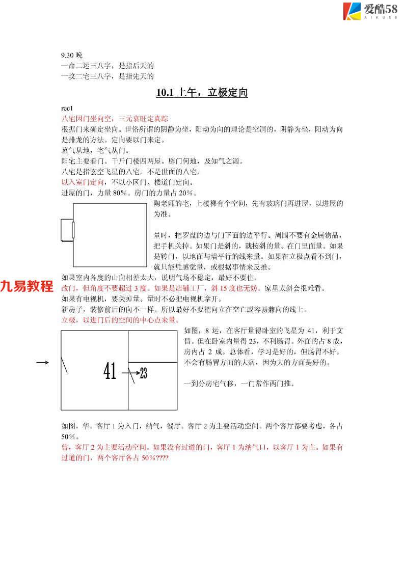 冠元5800元玄空风水面授笔记完整版46页pdf     百度云下载！