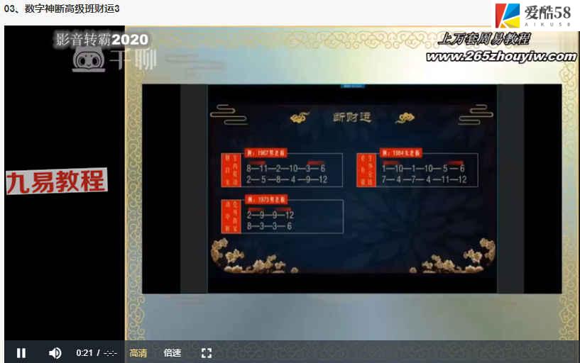 李秉学万事三角定律数字神断高级班视频15集 百度云下载