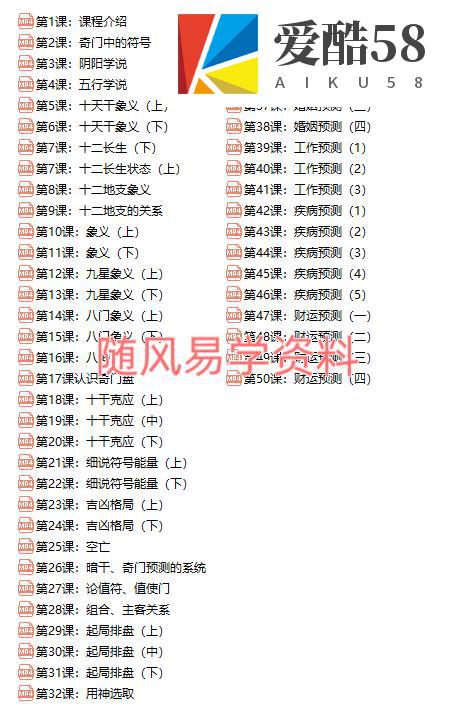 欣羽  奇门遁甲入门班专业课视频51集